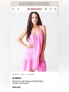 9 Seed St Tropez Ruffle Mini Cover-Up Dress in Pink